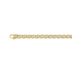 9ct+Gold+Diamond+Marquise+Link+Bracelet