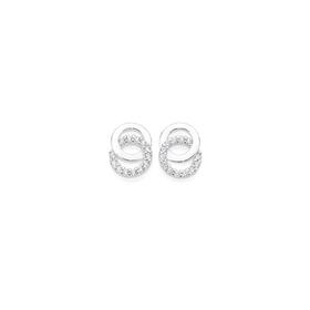 Sterling+Silver+Cubic+Zirconia+Circles+of+Love+Stud+Earrings
