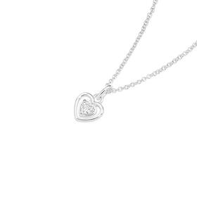 Silver-CZ-45cm-Heart-Frame-Pendant on sale