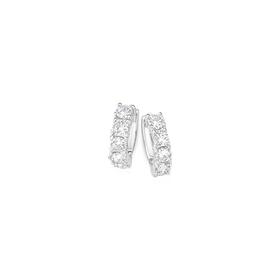 Sterling+Silver+Cubic+Zirconia+Huggie+Earrings