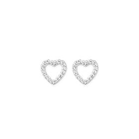 Silver-CZ-Open-Heart-Stud-Earrings on sale