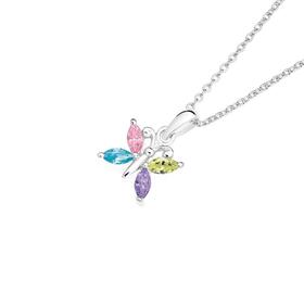 Sterling-Silver-Pastel-Cubic-Zirconia-Butterfly-Pendant on sale