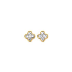 Alora+9ct+Gold+3%2F4+Carat+TW+Lab+Grown+Diamond+Clover+Stud+Earrings