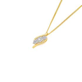 9ct+Gold+Diamond+Trilogy+Cluster+Offset+Pendant