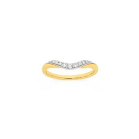 9ct+Gold+Diamond+Curved+Band