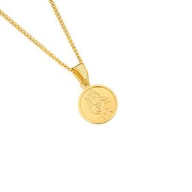 9ct+Gold+Solid+St.+Christopher+Round+Medal