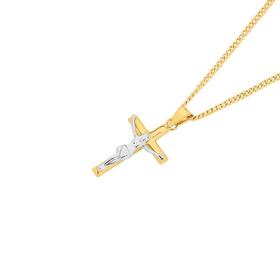 9ct-Gold-Two-Tone-Crucifix-Pendant on sale
