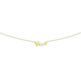 9ct+Gold+45cm+Two+Tone+Triple+Four+Leaf+Clover+Necklet