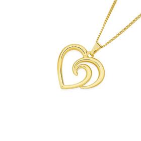 9ct+Gold+Polished+%26%23039%3BInfinite+Love%26%23039%3B+Open+Heart+Pendant