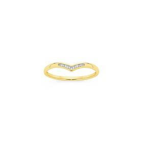 9ct+Gold+Diamond+Curved+Band