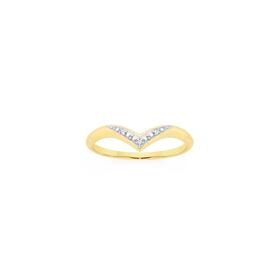 9ct+Gold+Diamond+V+Shape+Ring