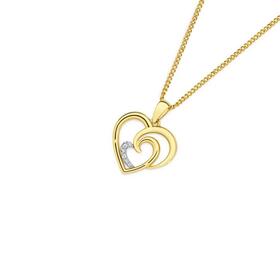 9ct-Gold-Diamond-Double-Heart-Pendant on sale