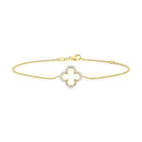 9ct+Gold+Diamond+Clover+Bracelet