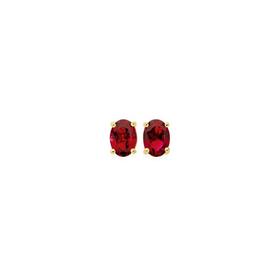 9ct+Gold+Created+Ruby+Oval+Stud+Earrings