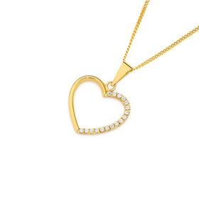 9ct-Gold-Cubic-Zirconia-Open-Heart-Pendant on sale