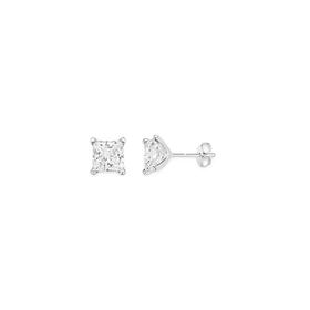Sterling-Silver-Cubic-Zirconia-Square-Stud-Earrings on sale
