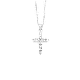 Sterling-Silver-Cubic-Zirconia-Cross-Pendant on sale
