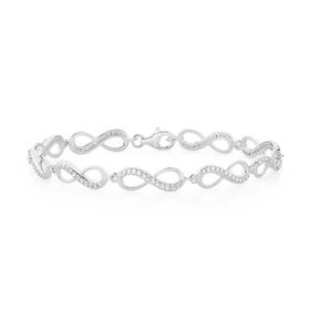 Sterling-Silver-Cubic-Zirconia-19cm-Infinity-Link-Bracelet on sale