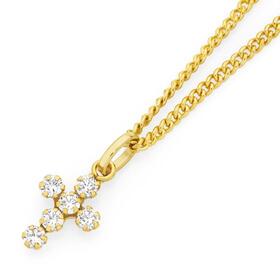 9ct-Gold-Cubic-Zirconia-Claw-Set-Cross-Pendant on sale