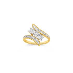 9ct-Two-Tone-Gold-Diamond-Trilogy-Swirl-Ring on sale