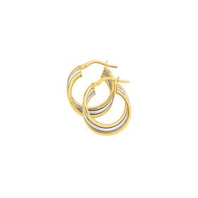 9ct+Gold+Two+Tone+15mm+Triple+Hoop+Earrings