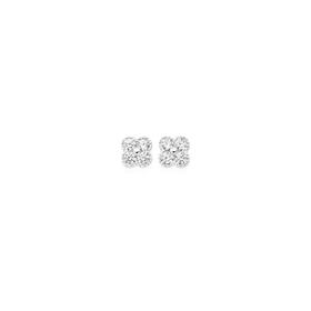 Sterling-Silver-Cubic-Zirconia-Clover-Stud-Earrings on sale