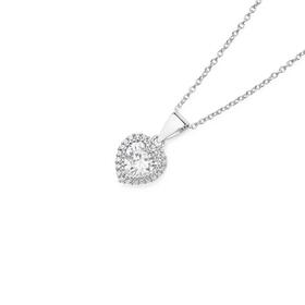 Sterling-Silver-Cubic-Zirconia-Heart-Halo-Pendant on sale