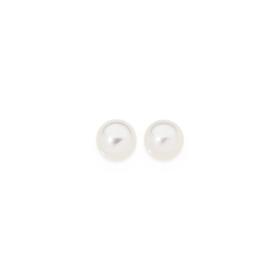 9ct+Gold+6mm+Fresh+Water+Pearl+Button+Stud+Earrings