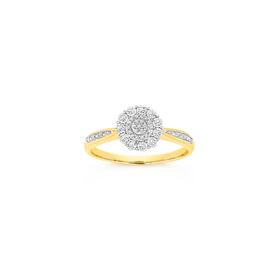 9ct-Two-Tone-Gold-Diamond-Round-Cluster-Ring on sale