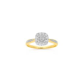 9ct-Two-Tone-Gold-Diamond-Cushion-Cluster-Ring on sale