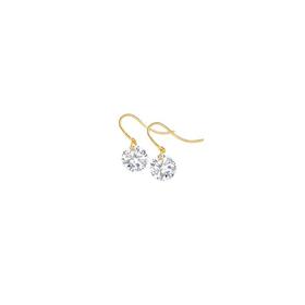 9ct+Gold+Cubic+Zirconia+Hook++Earrings