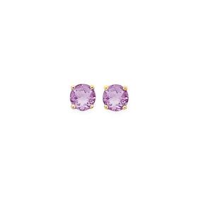 9ct+Gold+5mm+Amethyst++Stud+Earrings