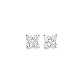 Silver-Four-CZ-Cluster-Studs on sale