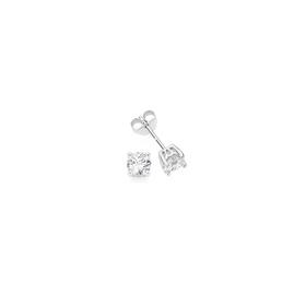 Silver+Round+CZ+Stud+Earrings