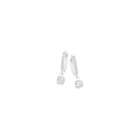 Silver-Round-CZ-Drop-Huggie-Earrings on sale