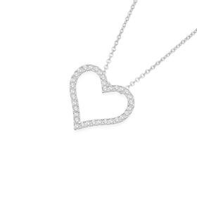 Silver-CZ-Open-Heart-Pendant on sale