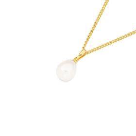 9ct-Gold-9mm-Cultured-Freshwater-Pearl-Basic-Pendant on sale