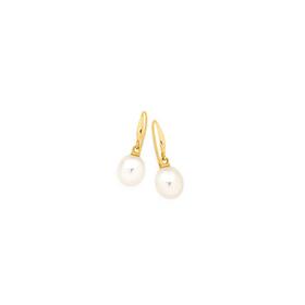 9ct-Gold-Cultured-Freshwater-Pearl-Hook-Earrings on sale