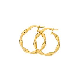 9ct-Gold-3x15mm-Twist-Hoop-Earrings on sale