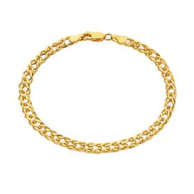 9ct-Gold-195cm-Hollow-Diamond-Cut-Double-Curb-Bracelet on sale