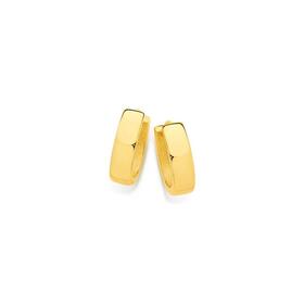 9ct+Gold+11mm+Oval+Polish+Huggie+Earrings