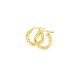 9ct+Gold+10mm+Twist+Hoop+Earrings