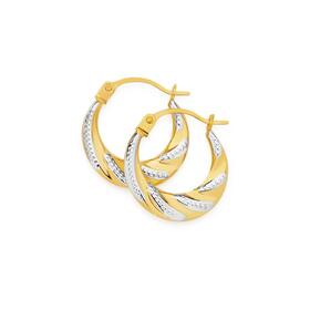 9ct-Gold-Two-Tone-9mm-Beaded-Twist-Creole-Earrings on sale