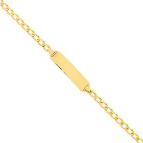 9ct+Gold+15cm+Solid+Open+Curb+Identity+Bracelet