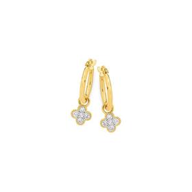 Alora-9ct-Gold-Lab-Grown-Clover-Drop-Hoop-Earrings on sale