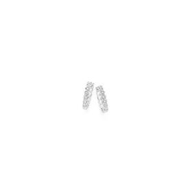 9ct+White+Gold+Diamond+Swirl+Huggie+Earrings