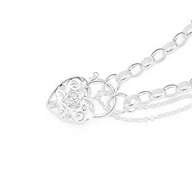 Sterling-Silver-Cubic-Zirconia-19cm-Belcher-Padlock-Bracelet on sale