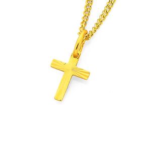 9ct+Gold+Sunray+Cross+Pendant