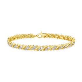 9ct+Gold+Diamond+Plaited+Bracelet