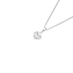 Sterling-Silver-Round-Cubic-Zirconia-Solitaire-Pendant on sale